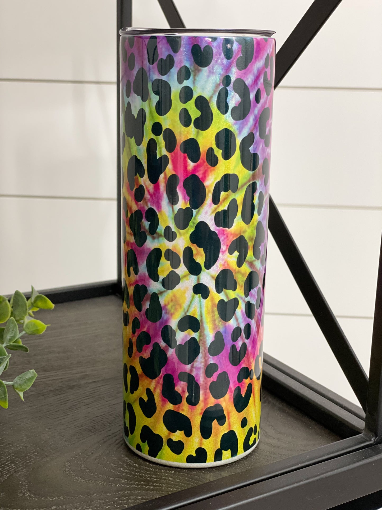 Tie Dye Leopard 20oz Shimmer Skinny Tumbler