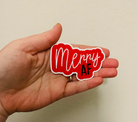 Merry AF -Funny Holiday Sticker/Magnet