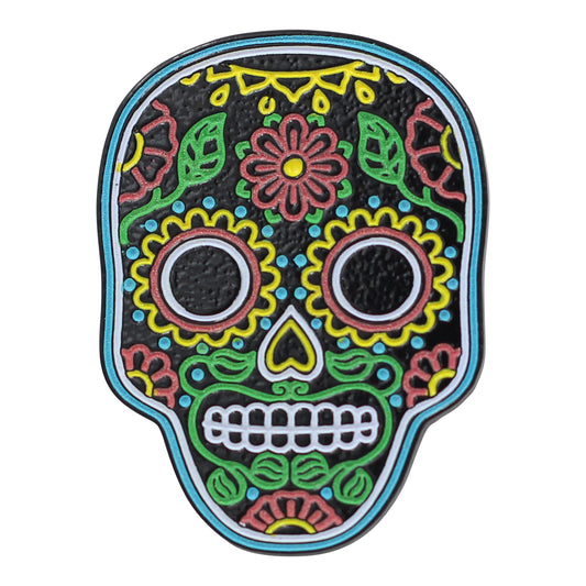 Neon Sugar Skull – Día de Muertos Enamel Pin