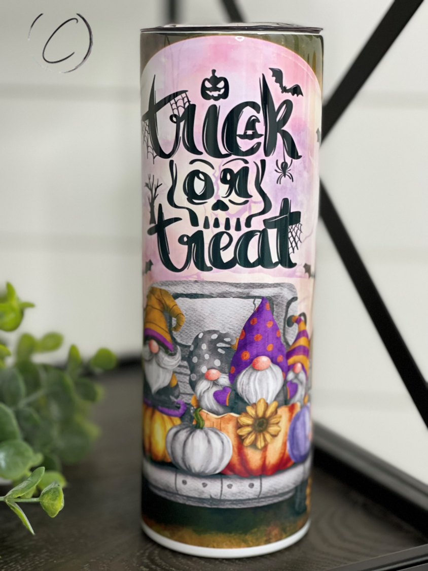 Trick Or Treat Gnomes 20oz Skinny Tumbler