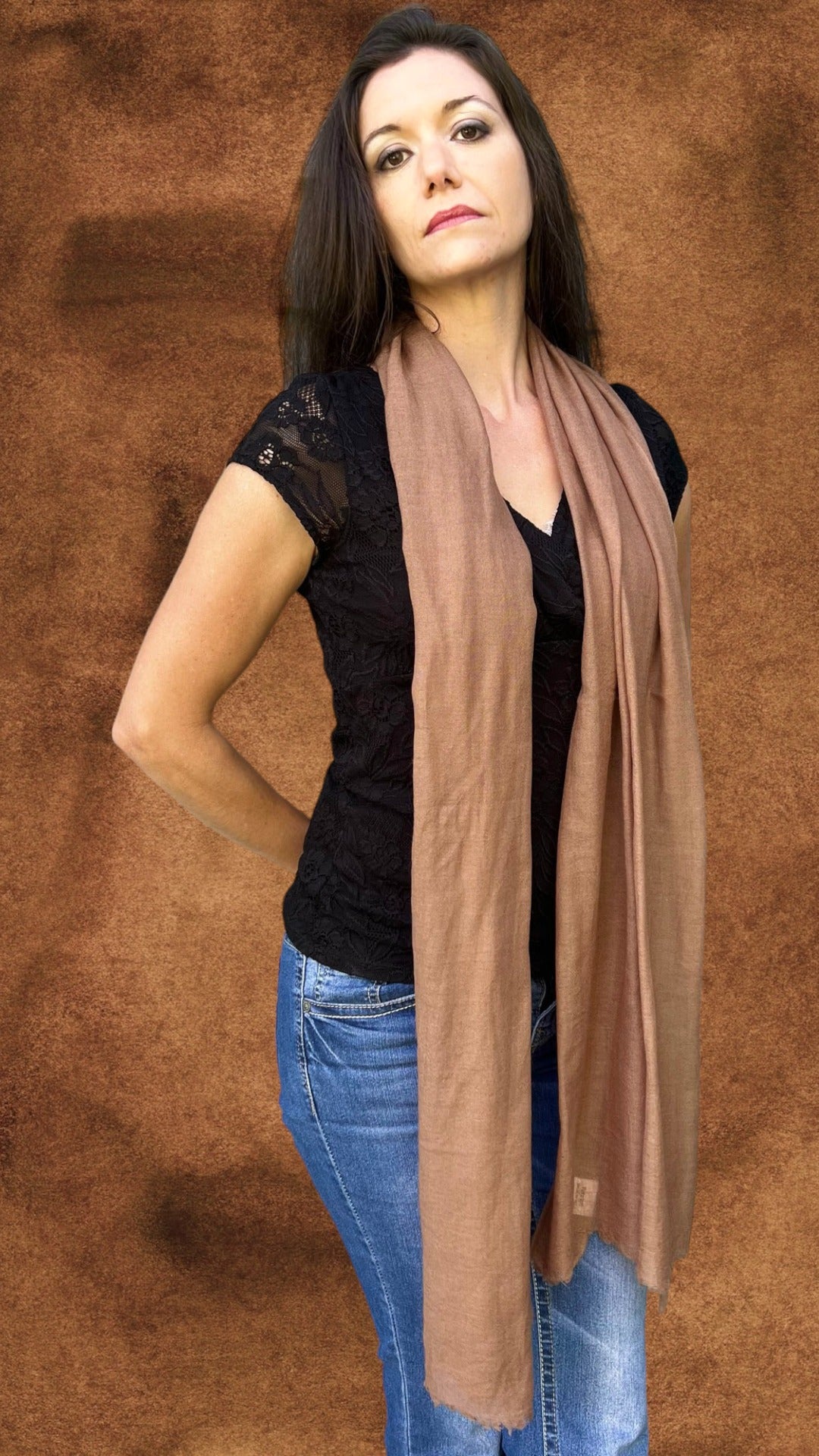 Beige Featherlight Solid Wool Scarf