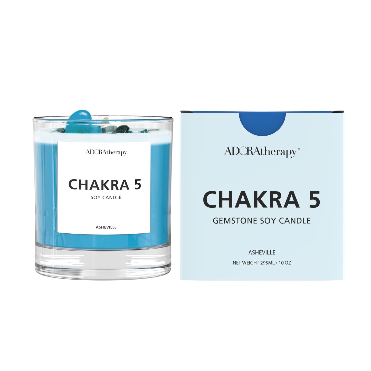 Chakra 5 Soy Candle with Lapis Lazuli Gemstones