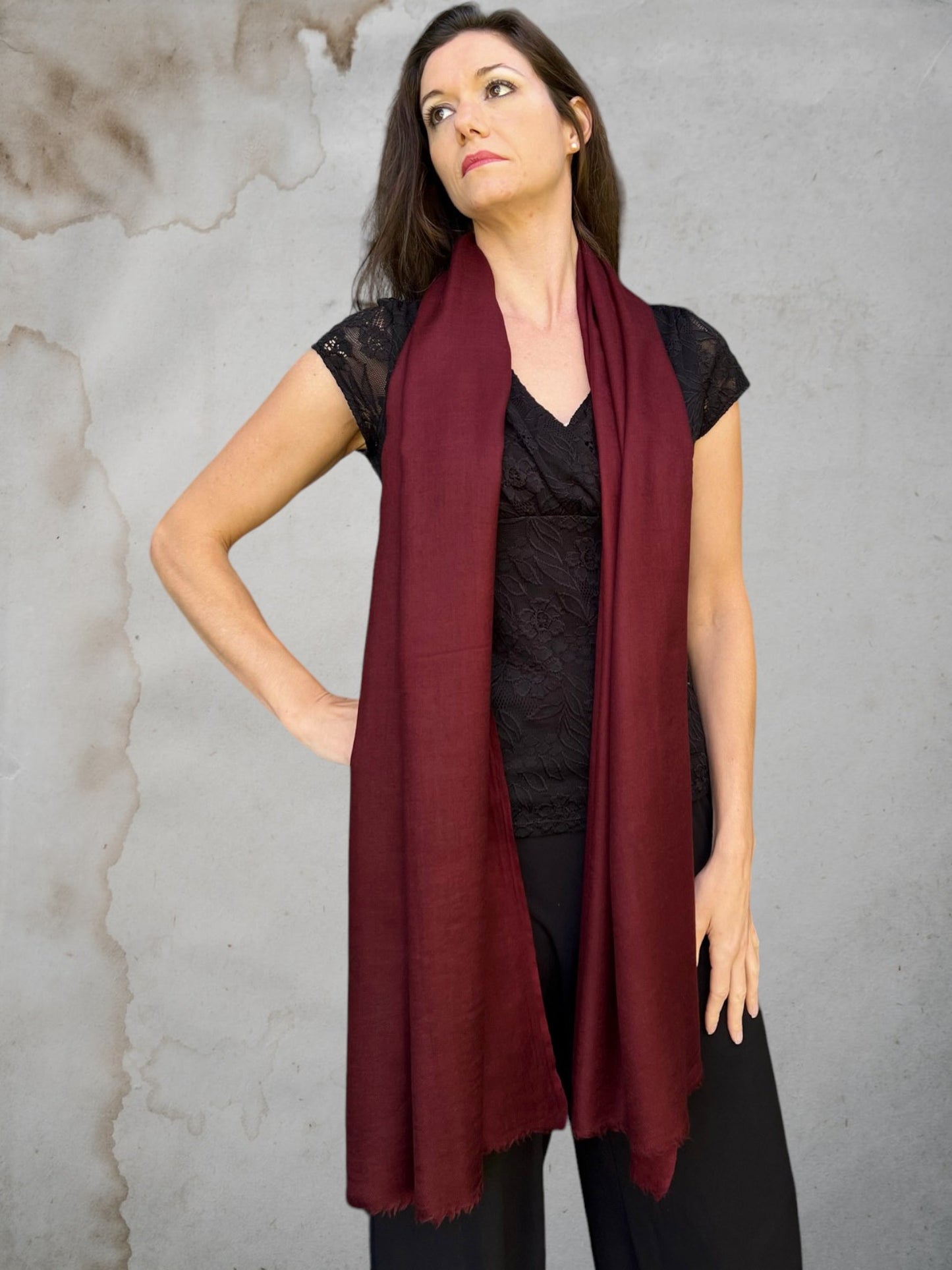 Eggplant Cashmere Thin Weave Solid Scarf