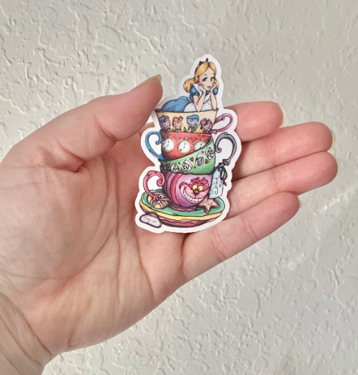 Alice Teacups-Alice In Wonderland Sticker/Magnet