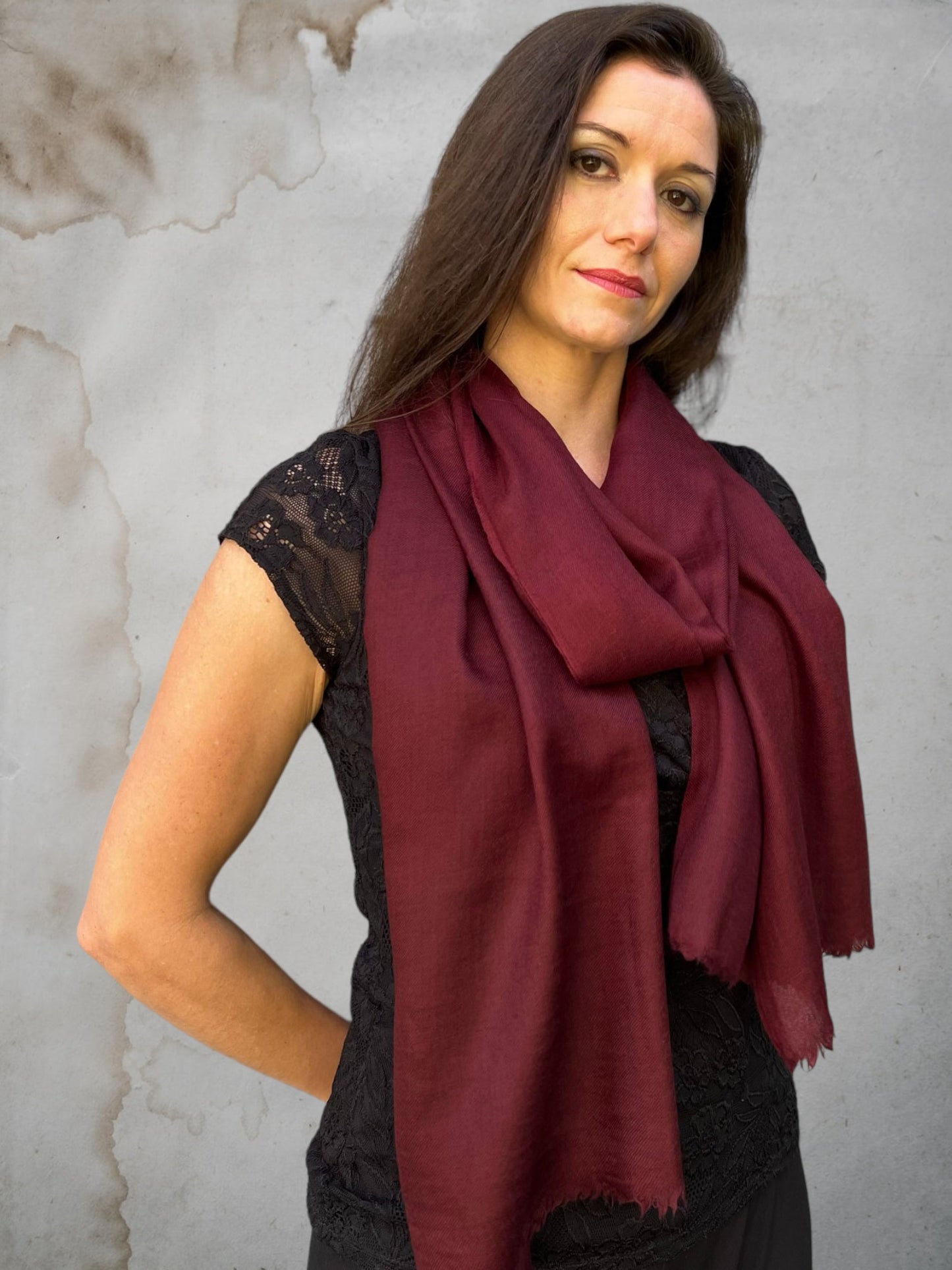 Eggplant Cashmere Thin Weave Solid Scarf