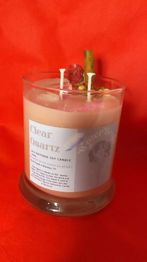 Clear Quartz Candle, Meditation Candle,Crystal Candle