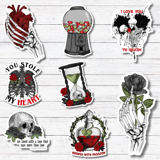 Stole My Heart-Gothic Valentines Day Sticker/Magnet