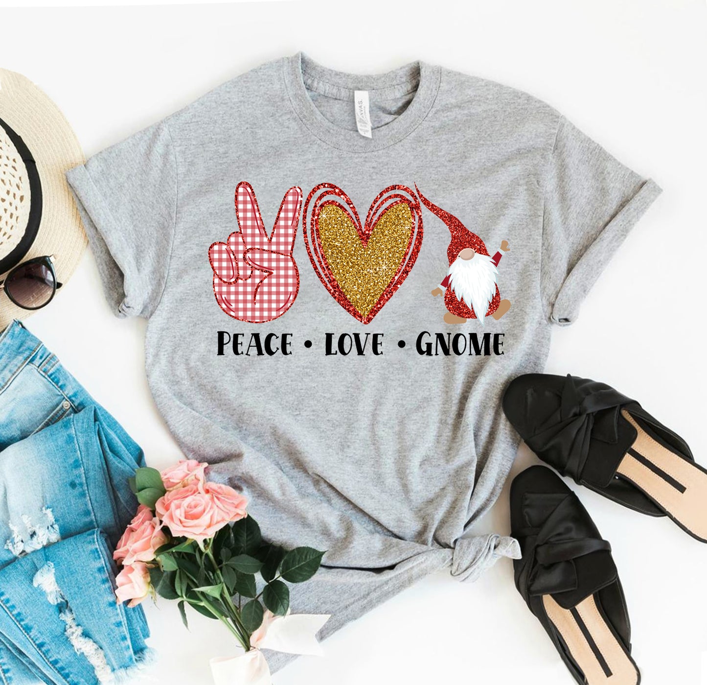 Peace Love Gnome Christmas T-shirt