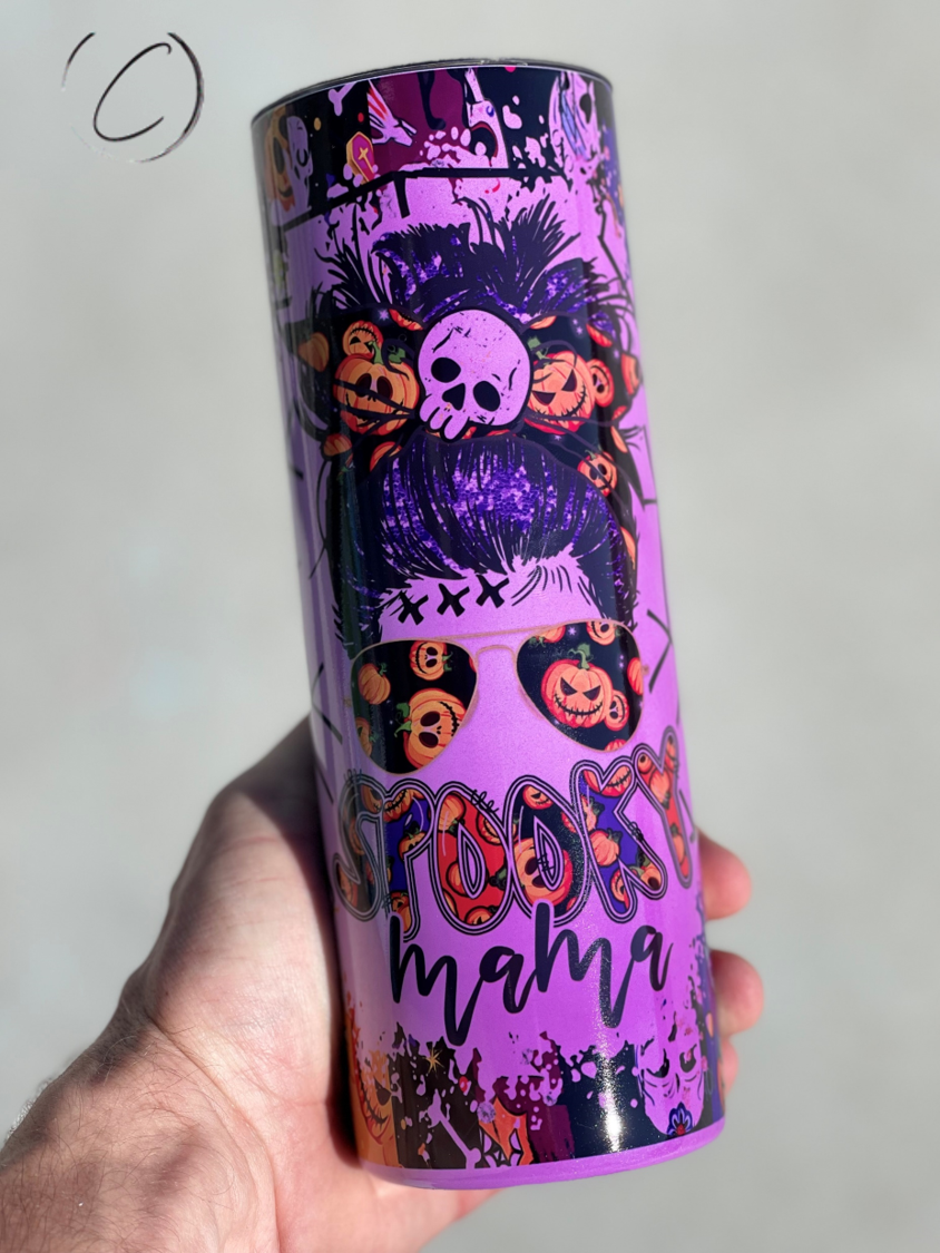 Spooky Mama 20oz UV Purple Skinny Tumbler