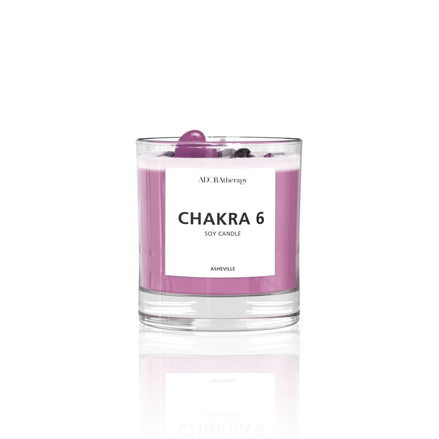 Chakra 6 Soy Candle with Amethyst & Tourmaline Gemstones