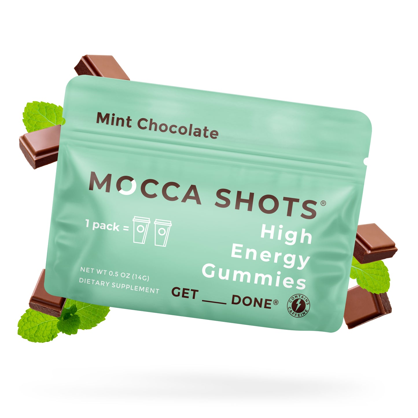 Mocca Shots Mint Chocolate Caffeine Gummy 12-pack 12x2 shots