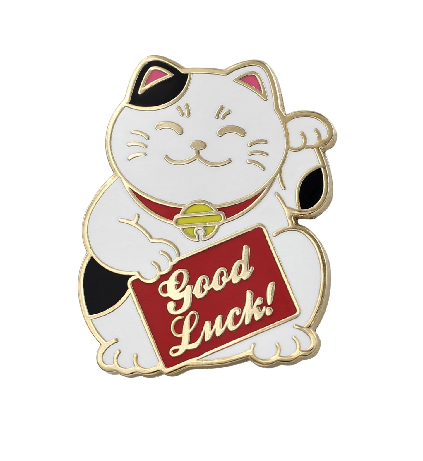 REAL SIC Lucky Cat Pin - Good Luck Waving Cat Enamel Pin