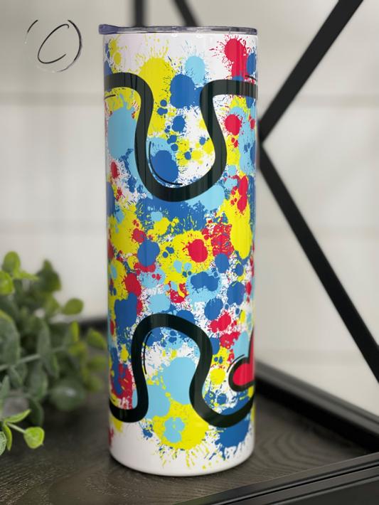 Splatter Autism Puzzle Piece 20oz Skinny Tumbler