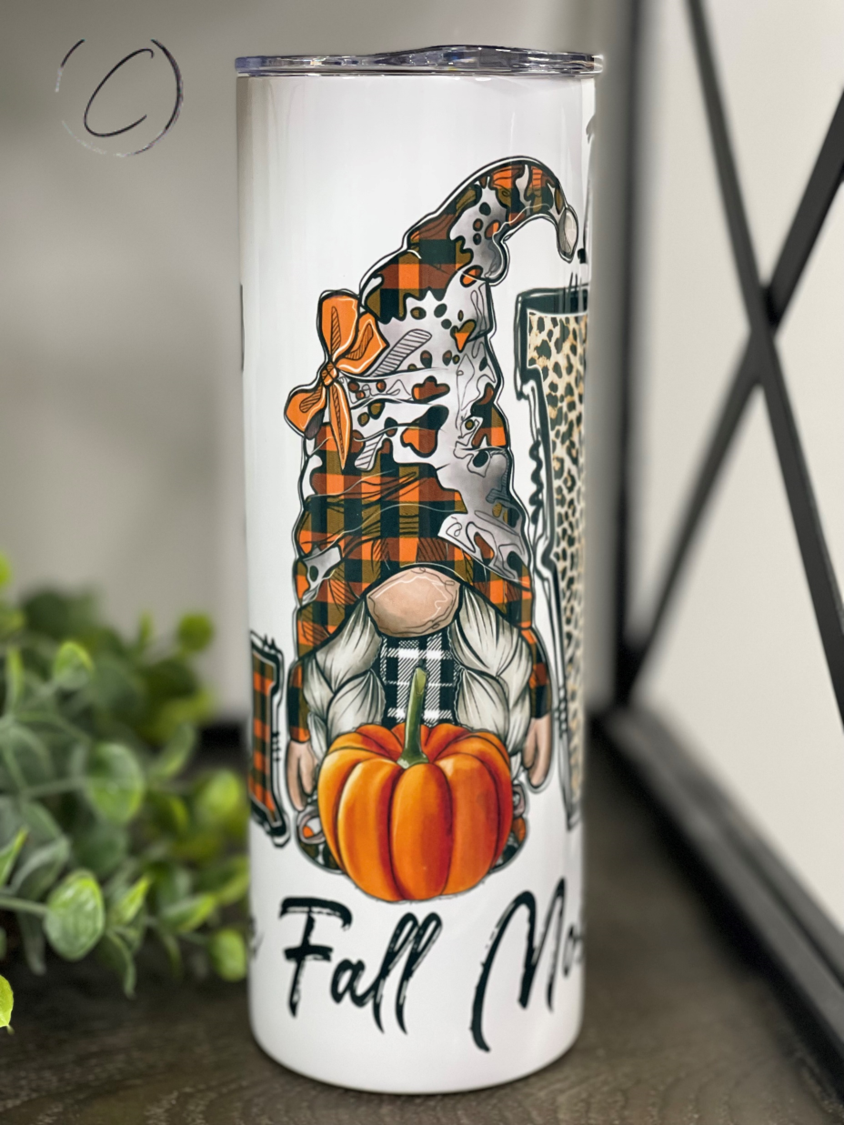 Love Fall Most Of All Gnomes 20oz Skinny Tumbler