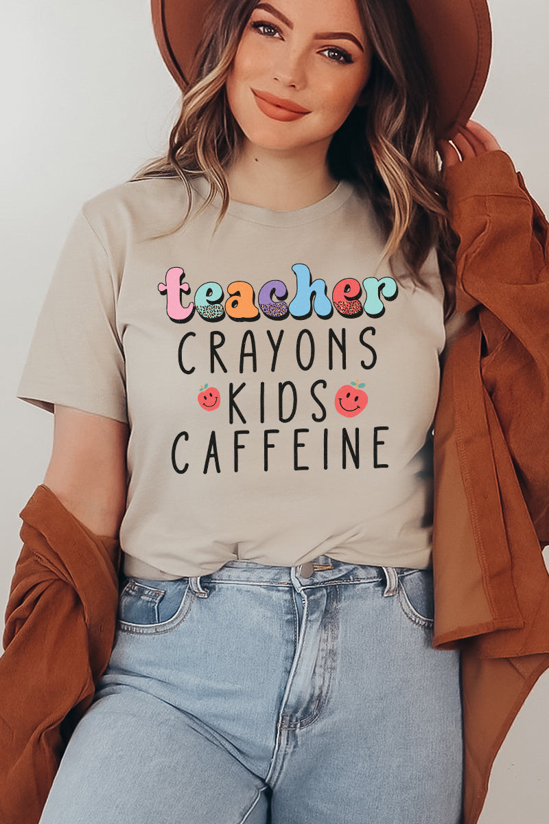 Teacher Crayons Kids Caffeine T-shirt