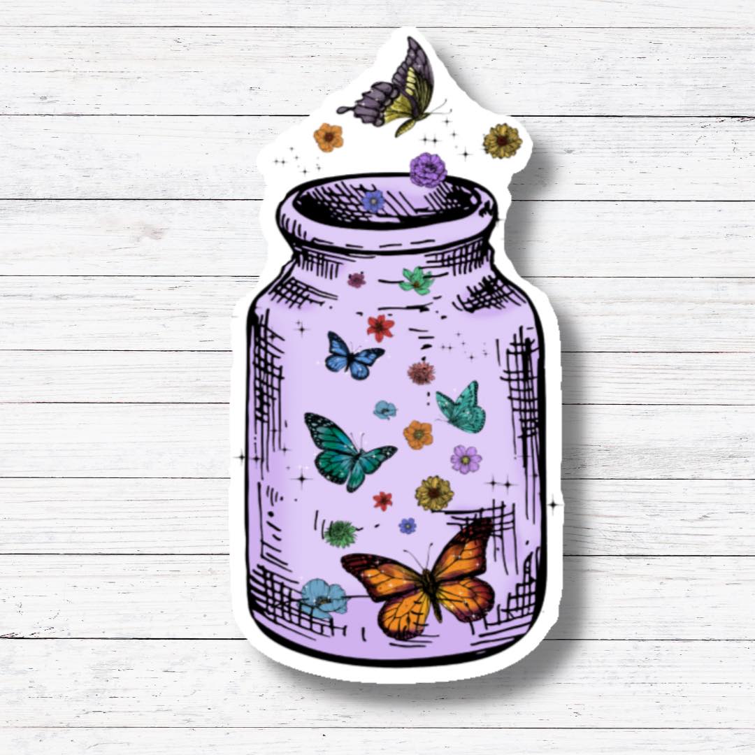 Butterflies-World Jar Sticker/Magnet