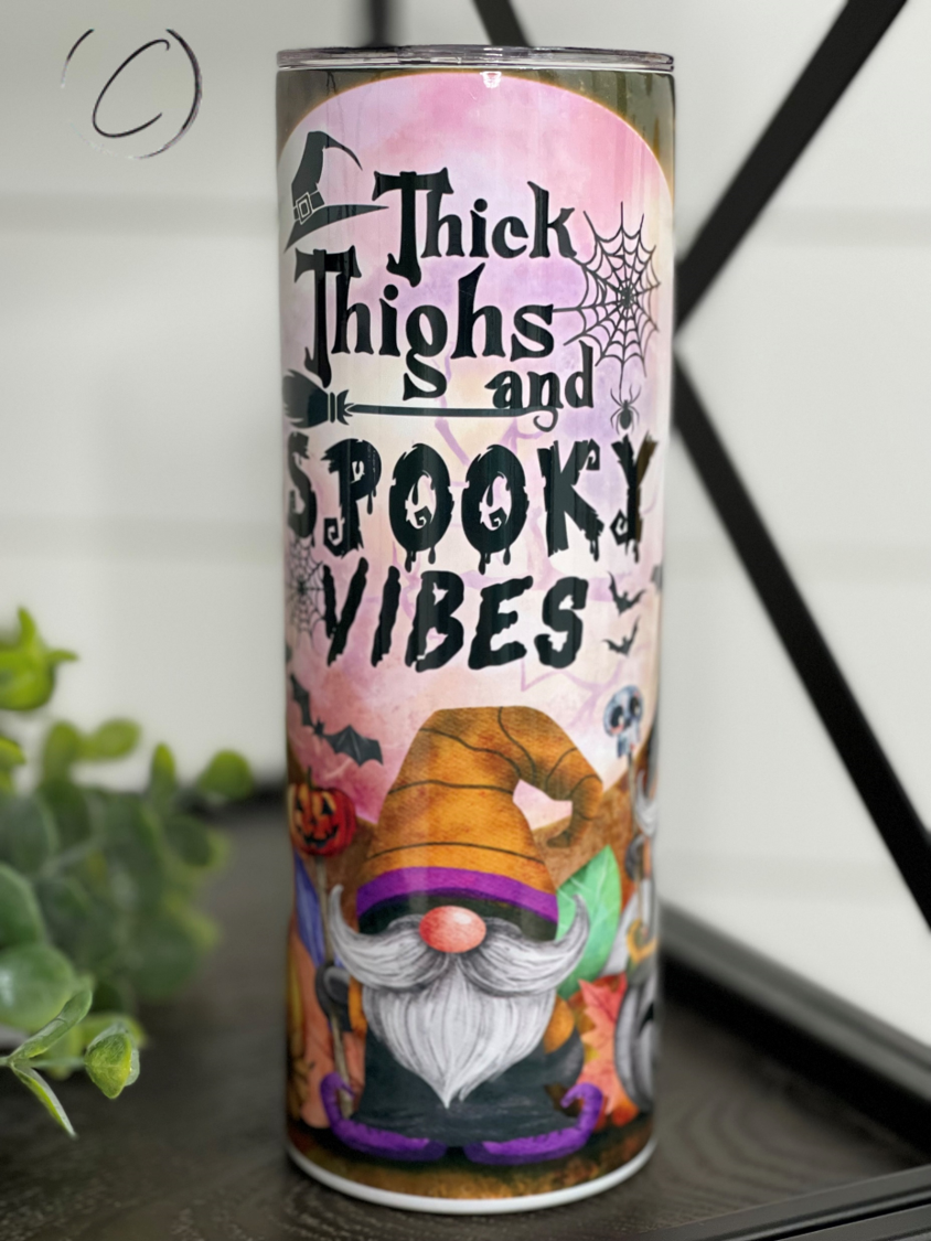 Thick Thighs & Spooky Vibes 20oz Skinny Tumbler