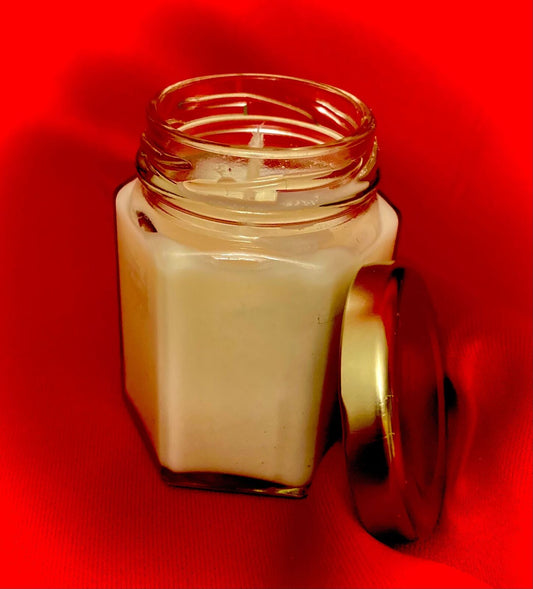 Pumpkin Spice & Cinnamon Scented Soy Candle 6 oz Glass Jar Gold Lid