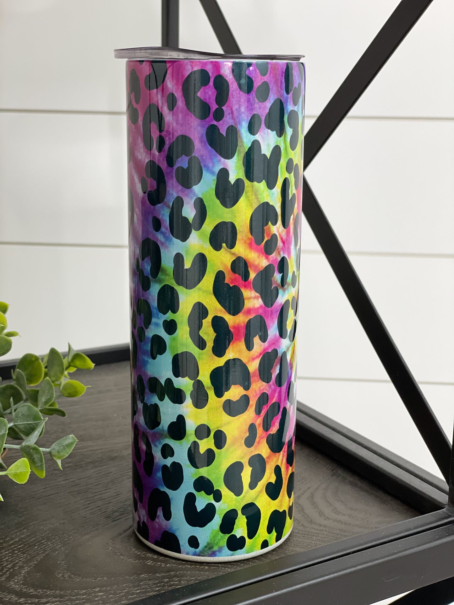 Tie Dye Leopard 20oz Shimmer Skinny Tumbler