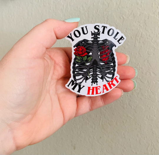 Stole My Heart-Gothic Valentines Day Sticker/Magnet