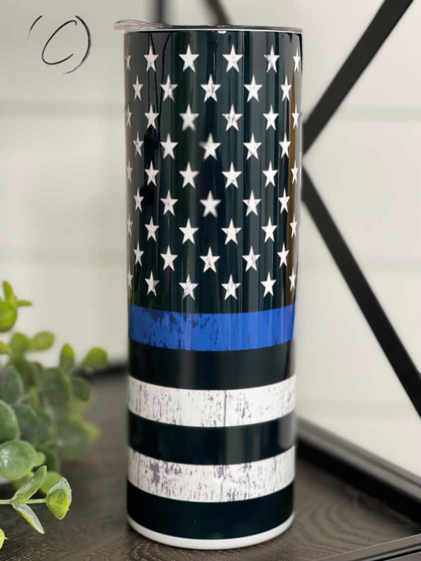 Thin Blue Line 20oz Skinny Tumbler