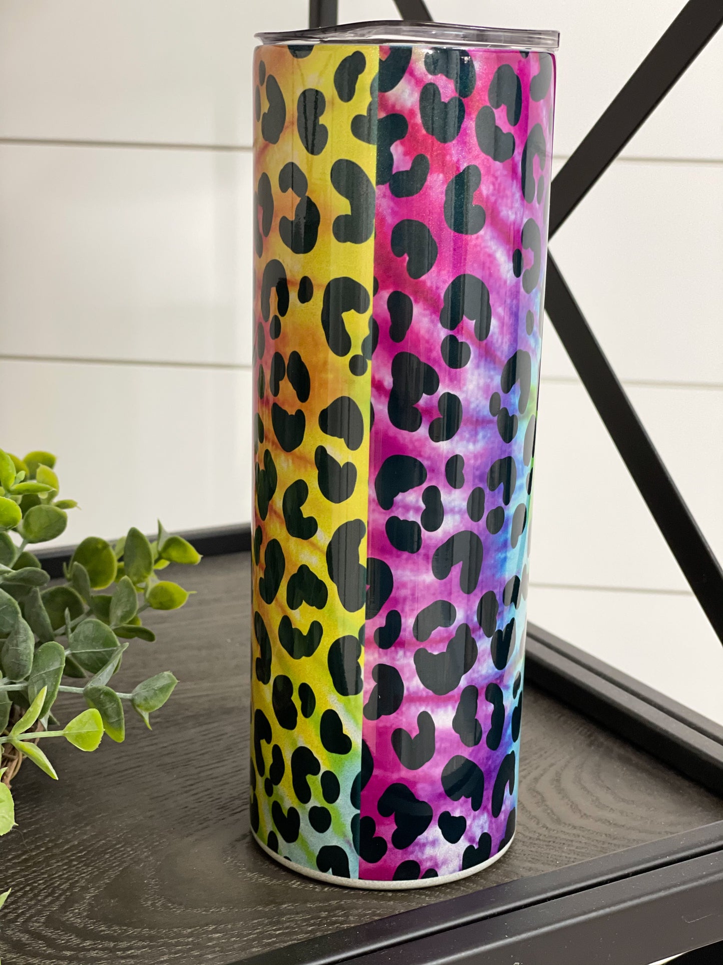 Tie Dye Leopard 20oz Shimmer Skinny Tumbler