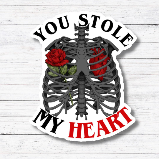 Stole My Heart-Gothic Valentines Day Sticker/Magnet