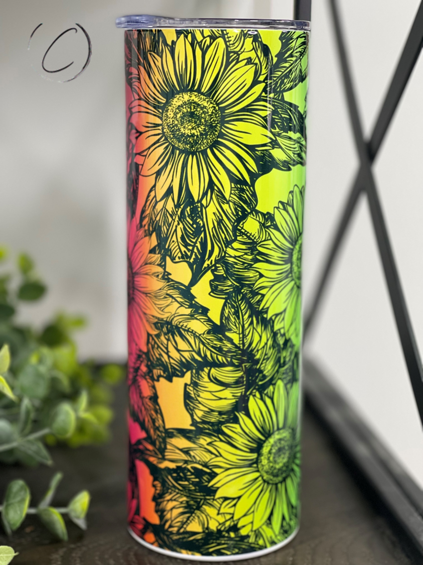 Rainbow Sunflowers 20oz Skinny Tumbler