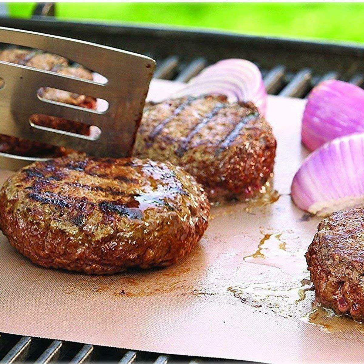 5pc Copper Grill Mats Baking Non Stick BBQ Mat Pad