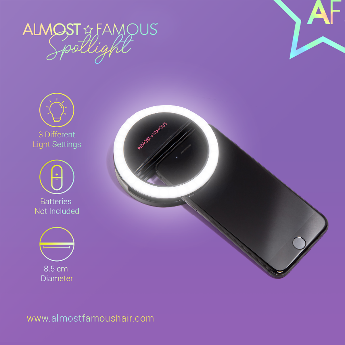 Almost Famous Spotlight Selfie Light – Black