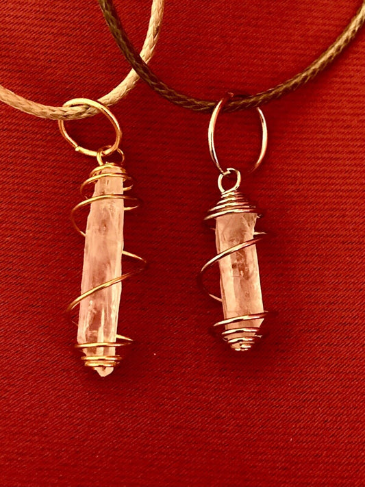 Natural Clear Quartz Crystal Charm Necklace, Positive Energy Healing