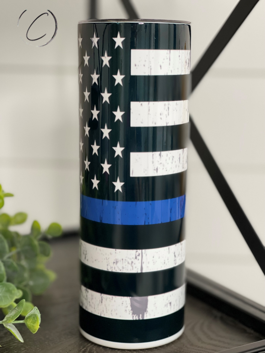 Thin Blue Line 20oz Skinny Tumbler