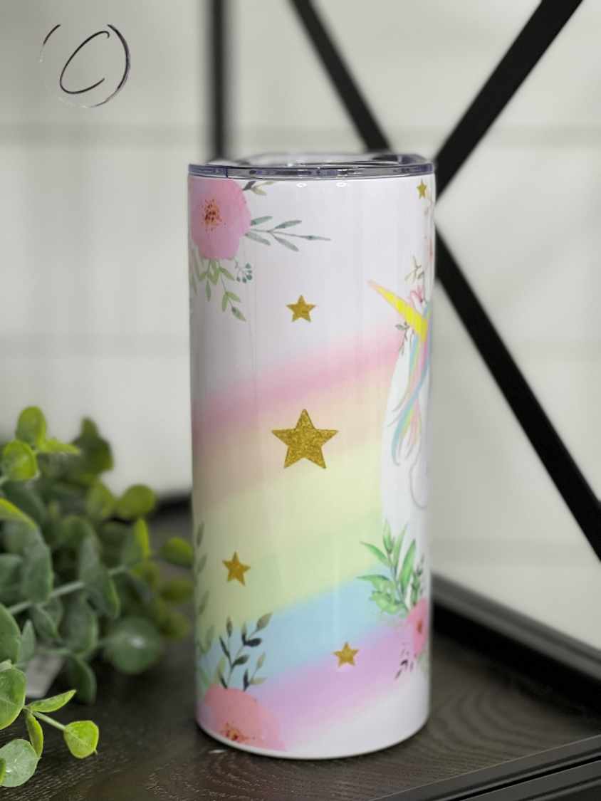 Unicorn Rainbow 15oz Kids Skinny Tumbler