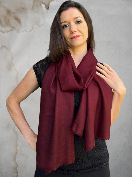 Eggplant Cashmere Thin Weave Solid Scarf