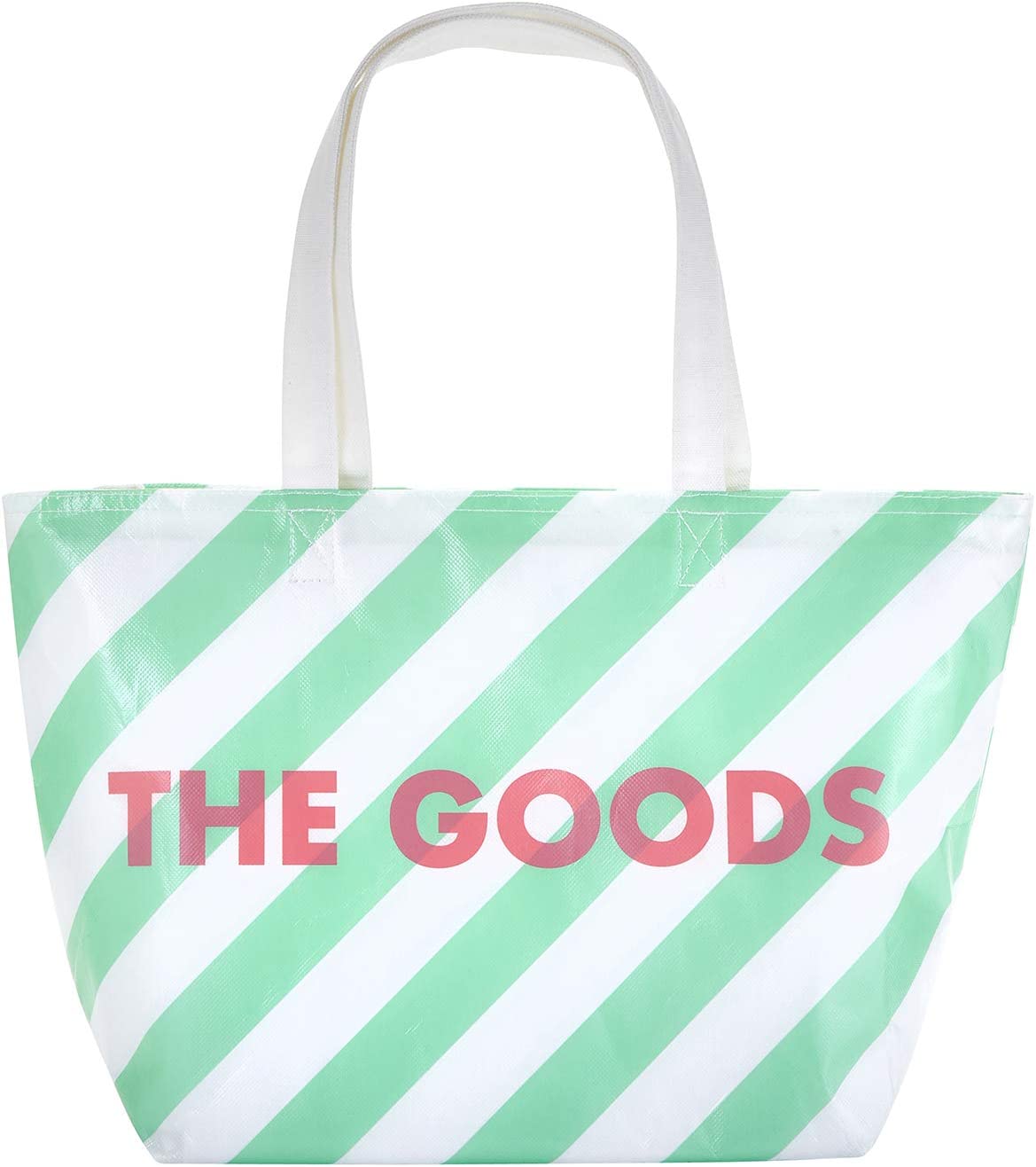 The Goods Cooler Insulated Tote Bag in Green and White Stripes | Soft