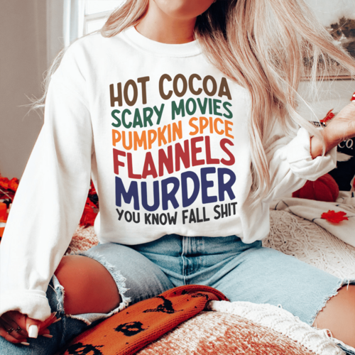 Hot Cocoa Scary Movies Pumpkin Spice Flannels