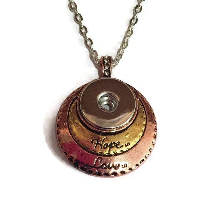 Pendant - Necklace - Snap Jewelry - Hope Love Snap Pendant - Pair with