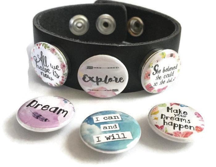 Inspirational - Snap Jewelry - Never Give Up Snap - Compatible with