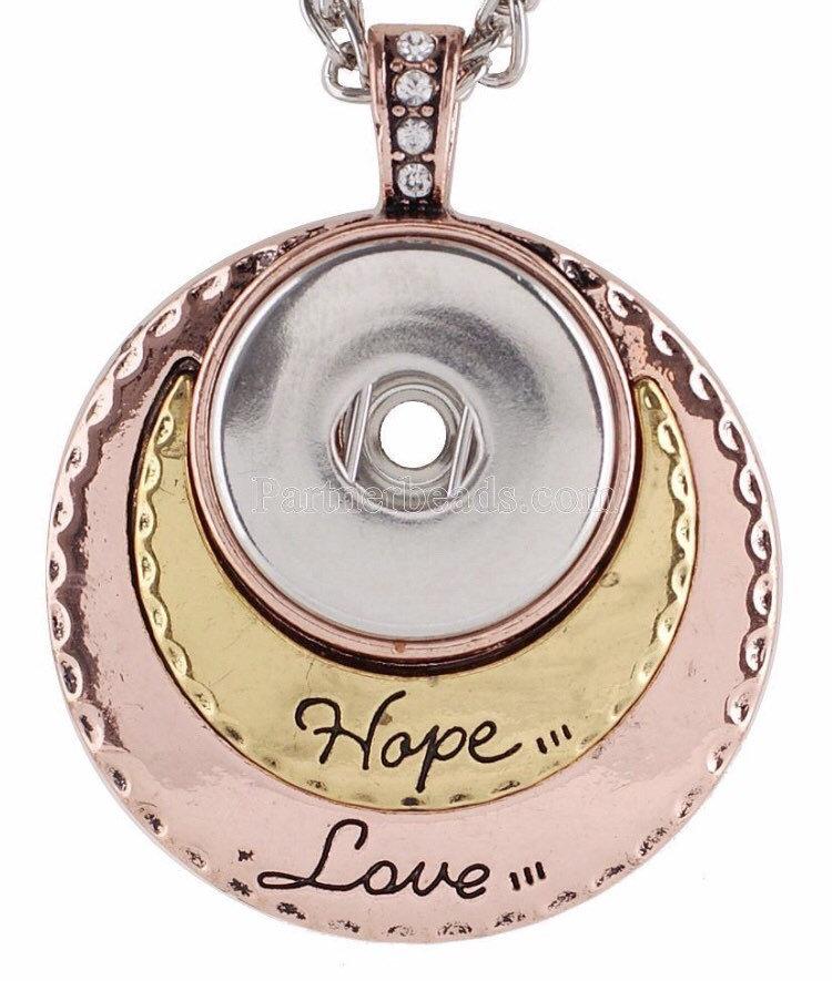 Pendant - Necklace - Snap Jewelry - Hope Love Snap Pendant - Pair with