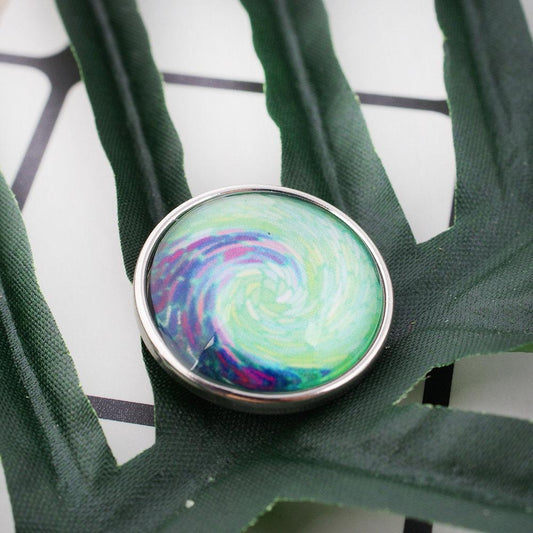 Glass Domed Snap - Snap Jewelry - Tidal Wave Snap - Swirl - Glass Dome