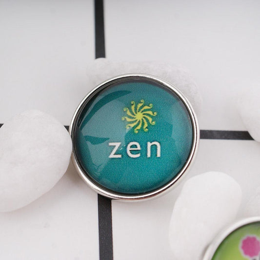 Glass Domed Snap - Snap Jewelry - Zen Snap - Zen Yoga Snap - Noosa