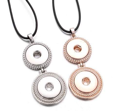 Pendant - Necklace - Silver or Rose Gold Colored Two Snap Pendant with