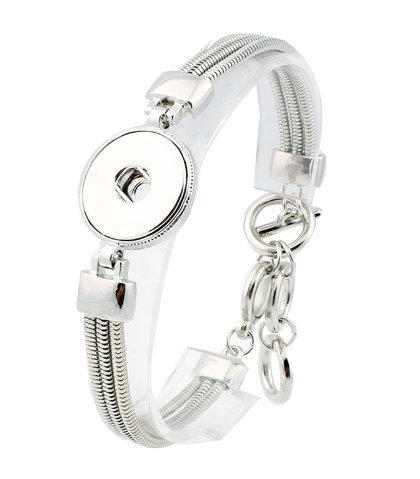 Bracelet - Snap Jewelry - Silver Plated One Snap Adjustable Bracelet -