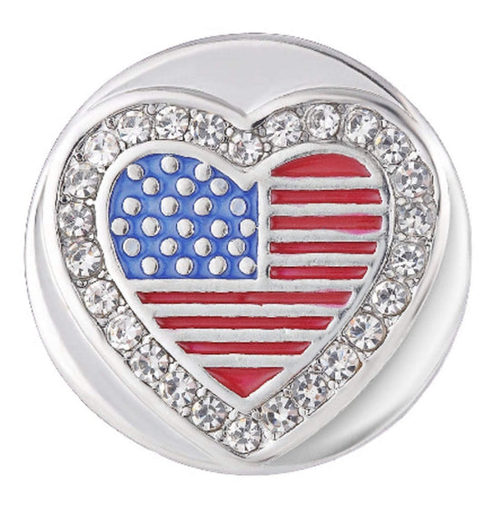 Crystal - Snap Jewelry - USA Flag Snap - Snap Jewelry - Ginger Snaps -