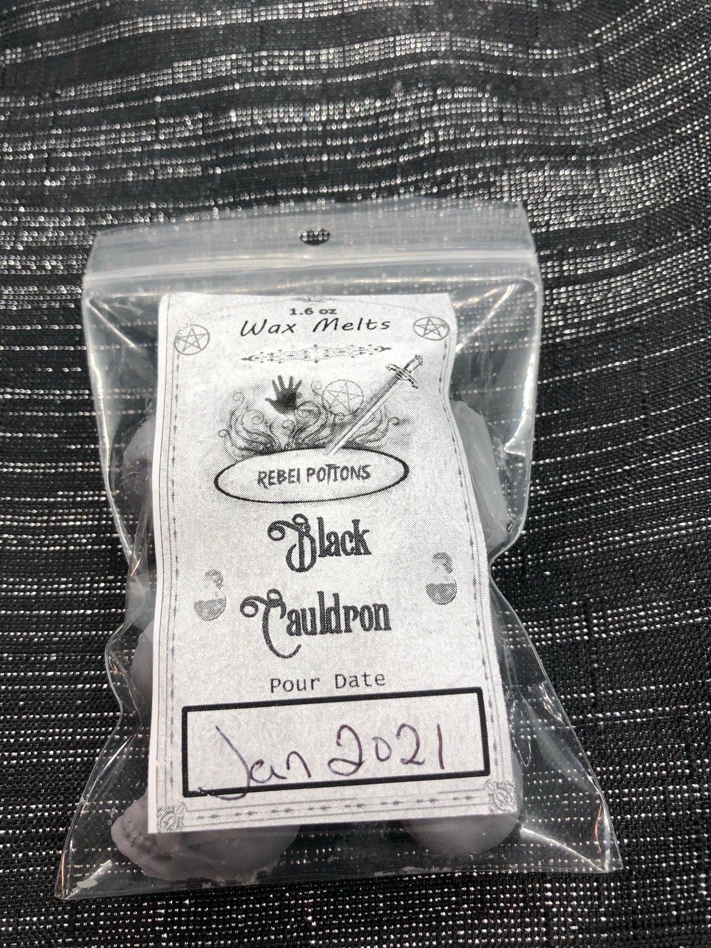 Black Cauldron mini skull wax melts goth Halloween Wicca Pagan