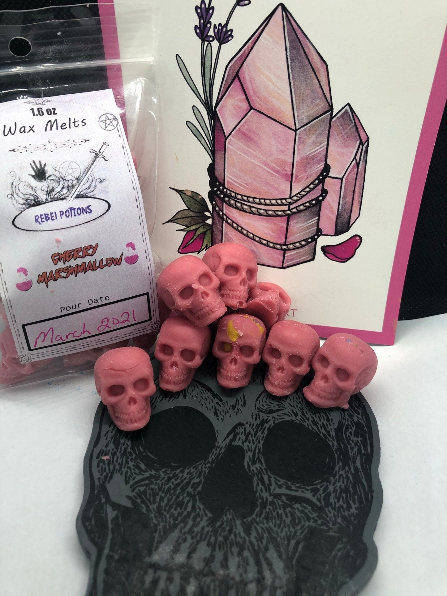 Cherry Marshmallow mini skull wax melts