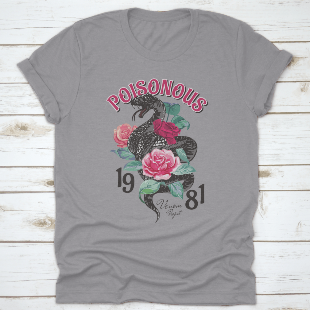 Black Snake And Roses  T shirt Design