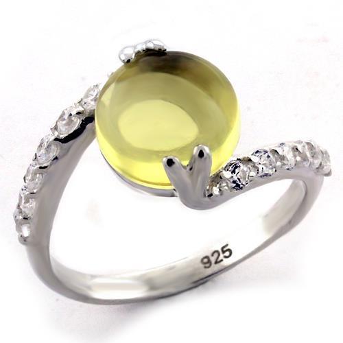 LOAS1123 - High-Polished 925 Sterling Silver Ring with Synthetic Cat