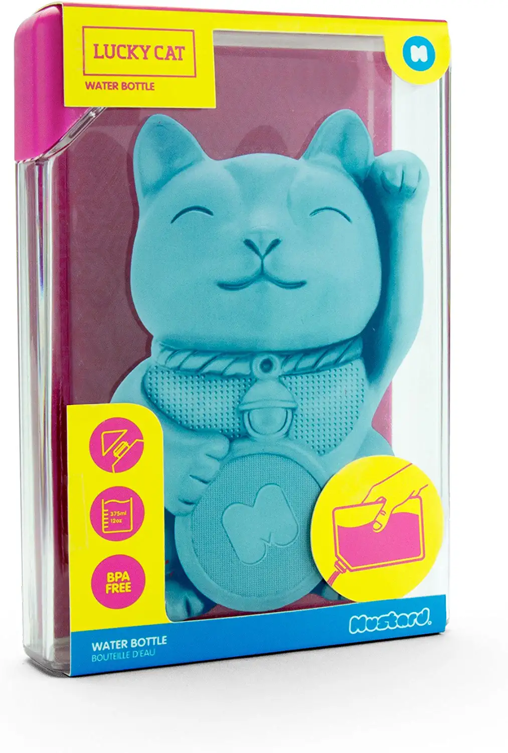 Lucky Cat Rectangular Water Bottle | Fits in Handbag