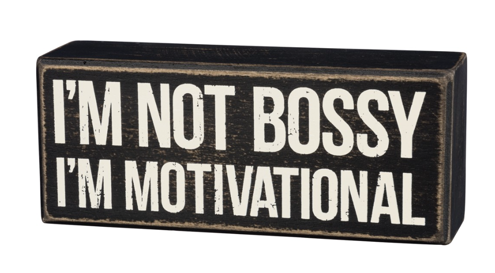 I'm Not Bossy, I'm Motivational Box Sign in Rustic Wood with White